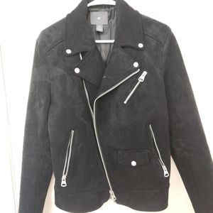 Black Faux Suede Motto Jacket H&M